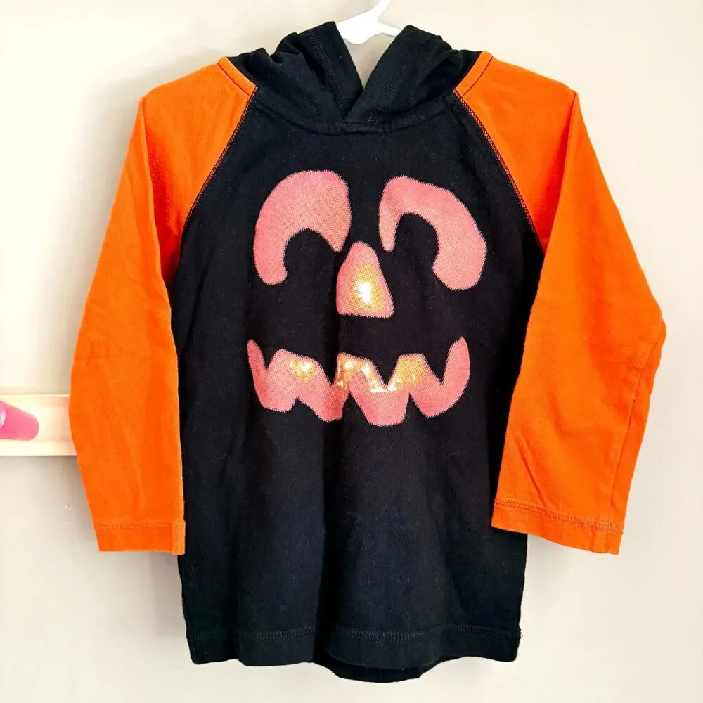babyGap Jack O'Lantern 3/4 Sleeve Hoodie Shirt